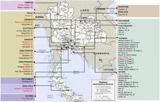 泰国行政区划与主要城市分布地图